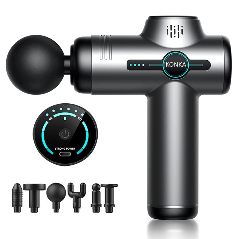 (image for) KONKA V1 Massage Gun 6 Speeds Adjustable Gear 6 Massage Heads 3200 rpm Fascia Gun Muscle Relaxation Brushed Motor