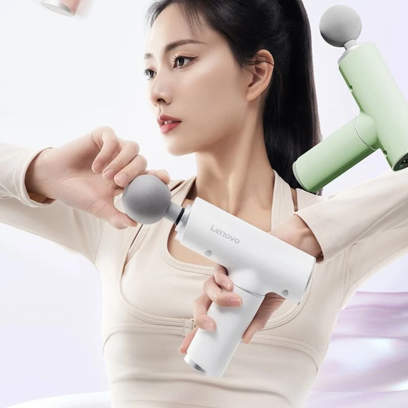 (image for) Lenovo Portable Lightweight N2 Fascia Gun 3200 RPM Massage Device with 6 Attachments and 5 Adjustable Speeds, 1800mAh Battery for Muscle Relaxation